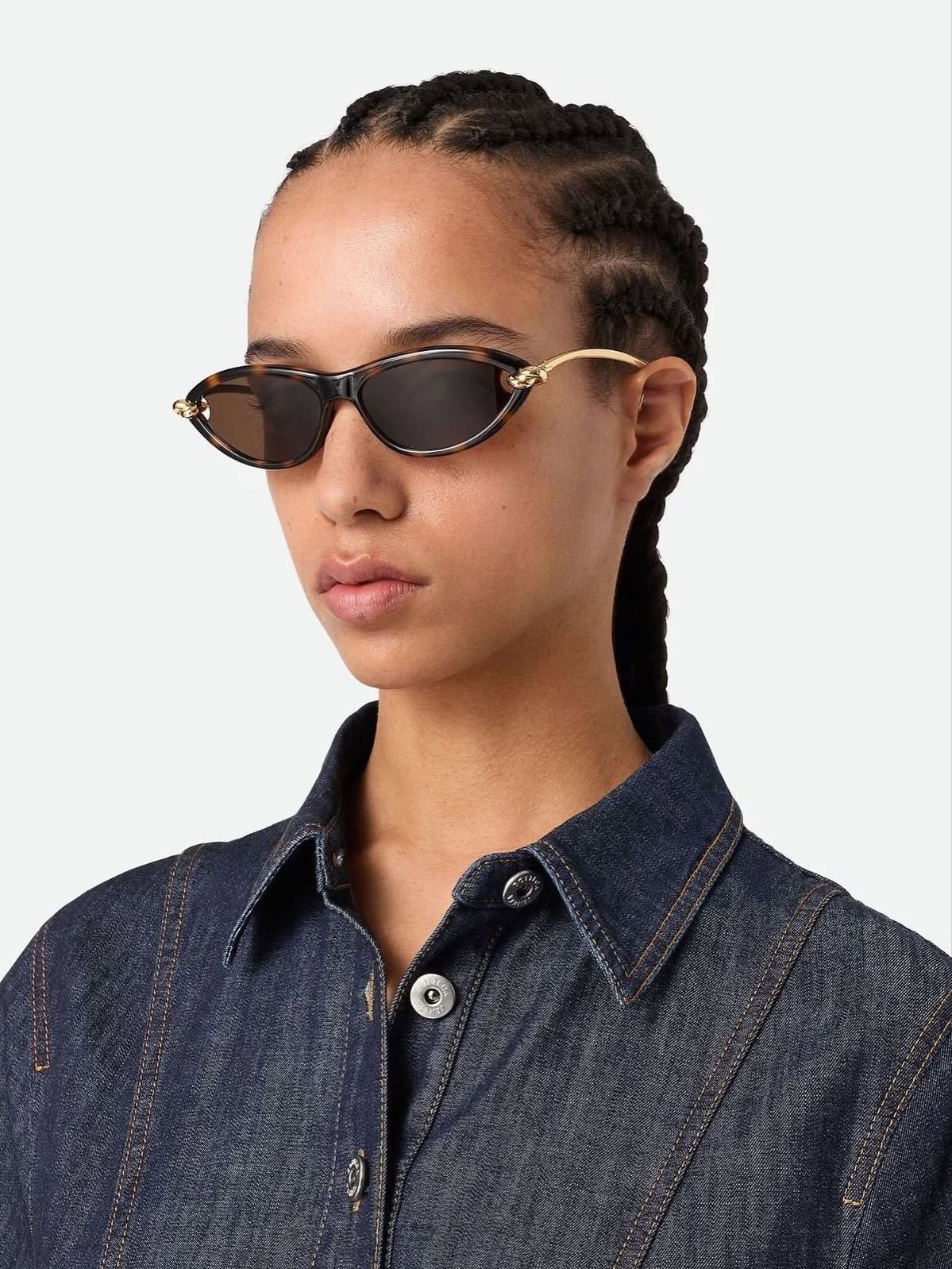 Classic Cat-Eye Tortoise Sunglasses with Gold Temples