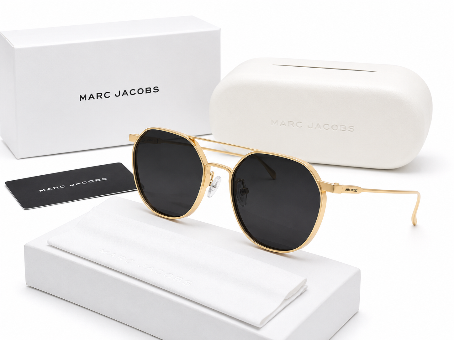 M&J-3232 Gold Black Aviator Sunglasses