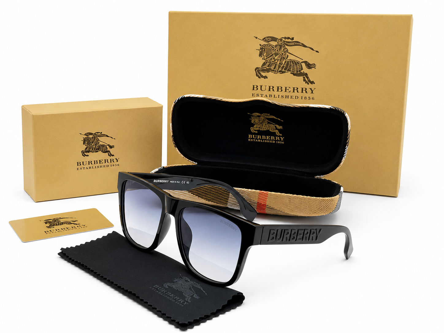 Bur-4321 Square Sunglasses – Black Frame with Gradient Grey Lens