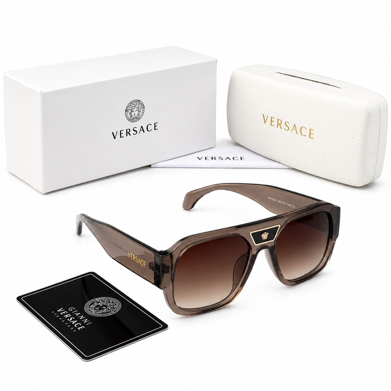 Vers 4545 Transparent Brown Square Sunglasses