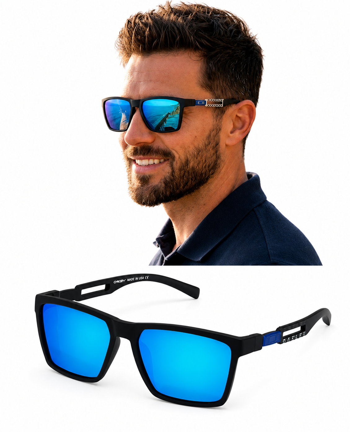 SV-2122 Ocean Blue Polarized Square Sunglasses