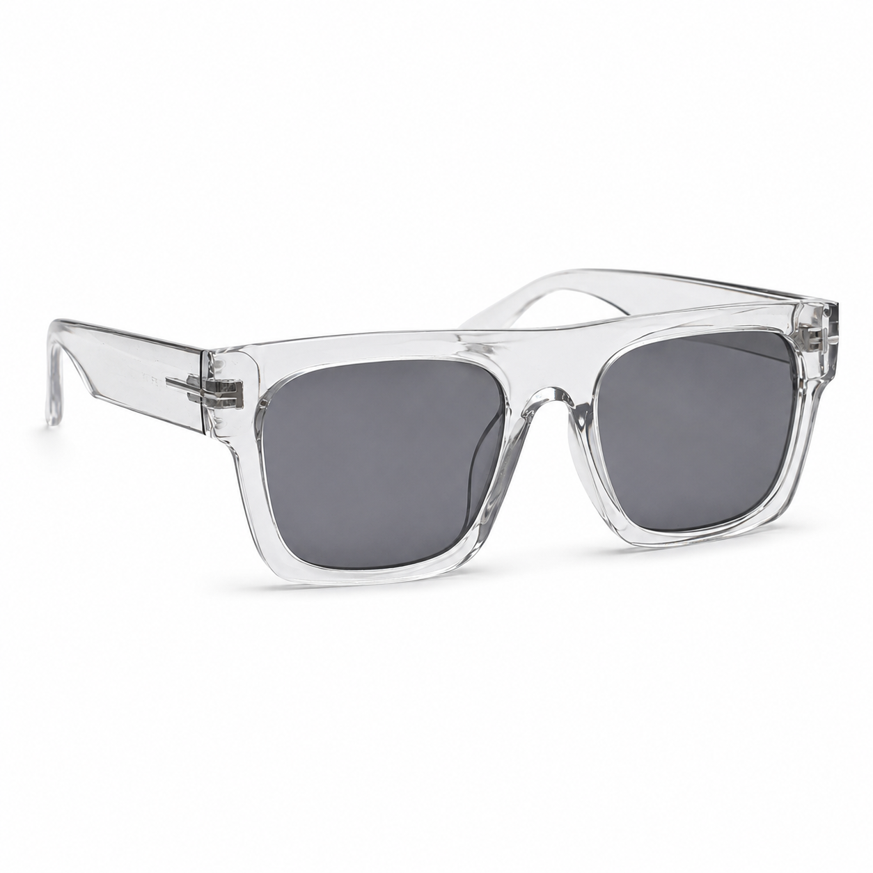 Crystal Clear Square Sunglasses – Smoke Grey Lenses