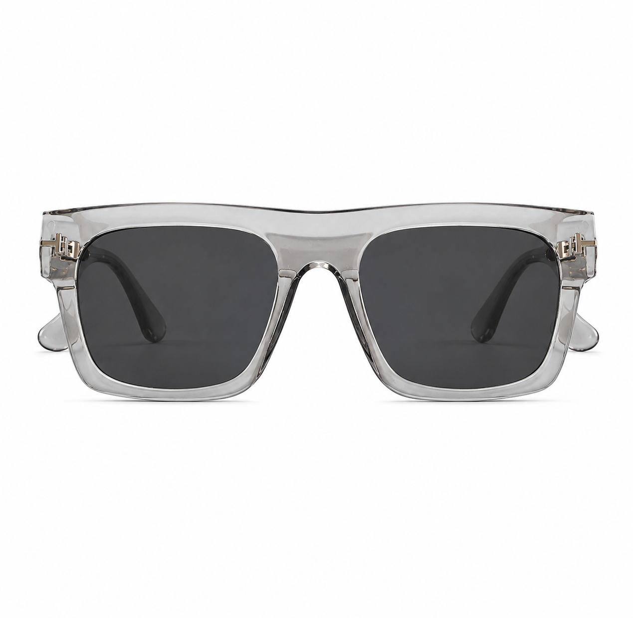 Crystal Clear Square Sunglasses – Smoke Grey Lenses