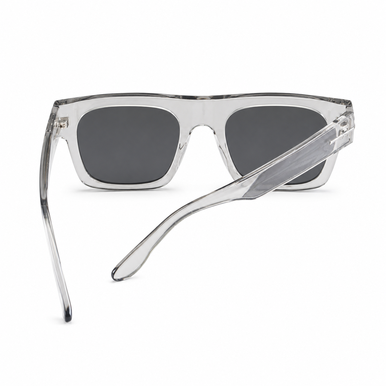 Crystal Clear Square Sunglasses – Smoke Grey Lenses