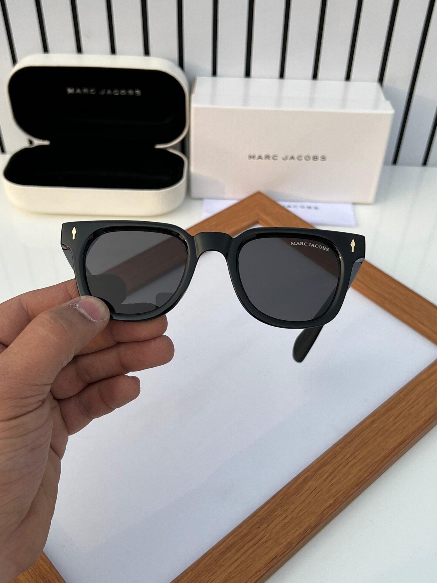 M&J Classic Black Square Sunglasses