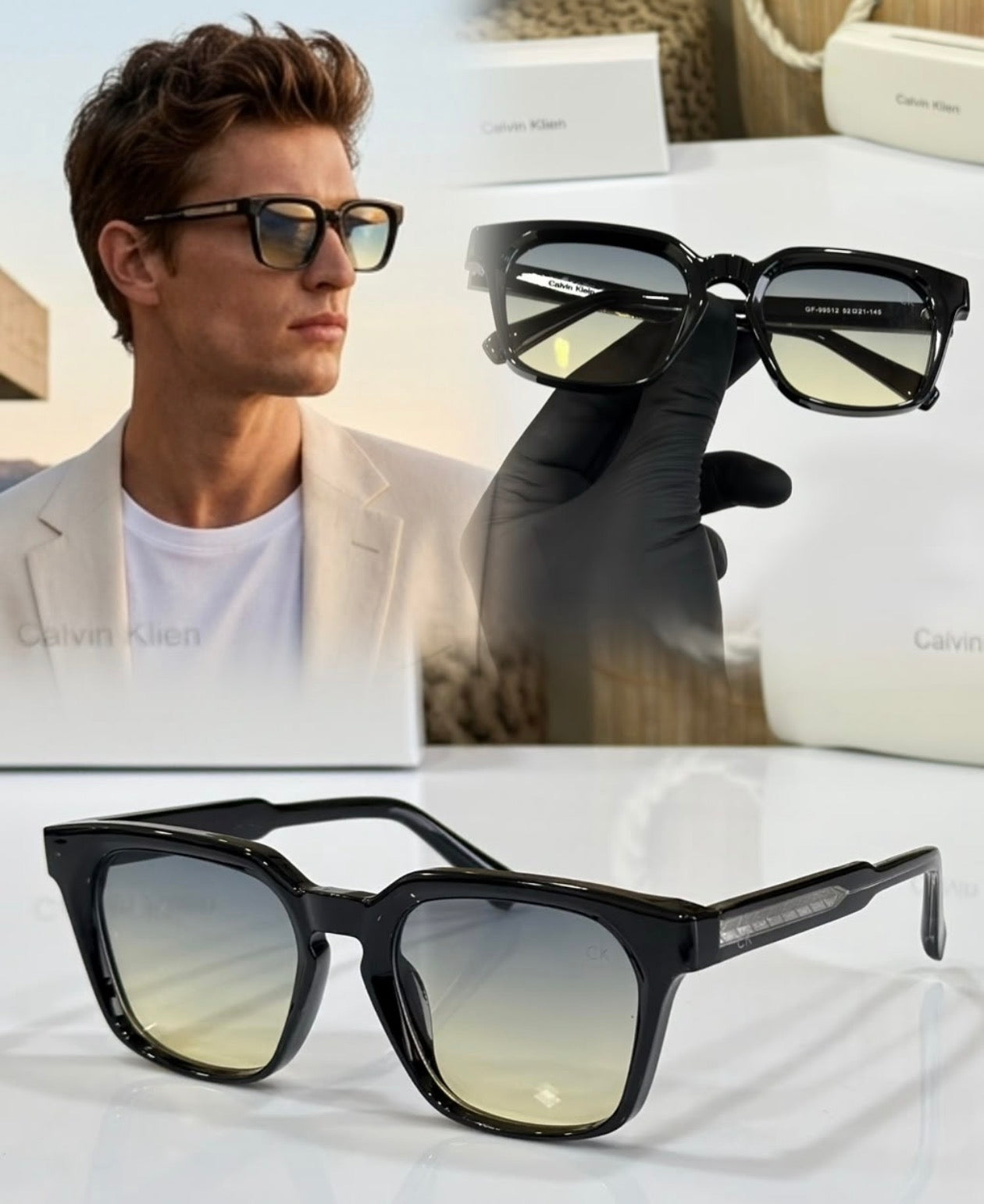 Calvin 5899 Black Square Sunglasses