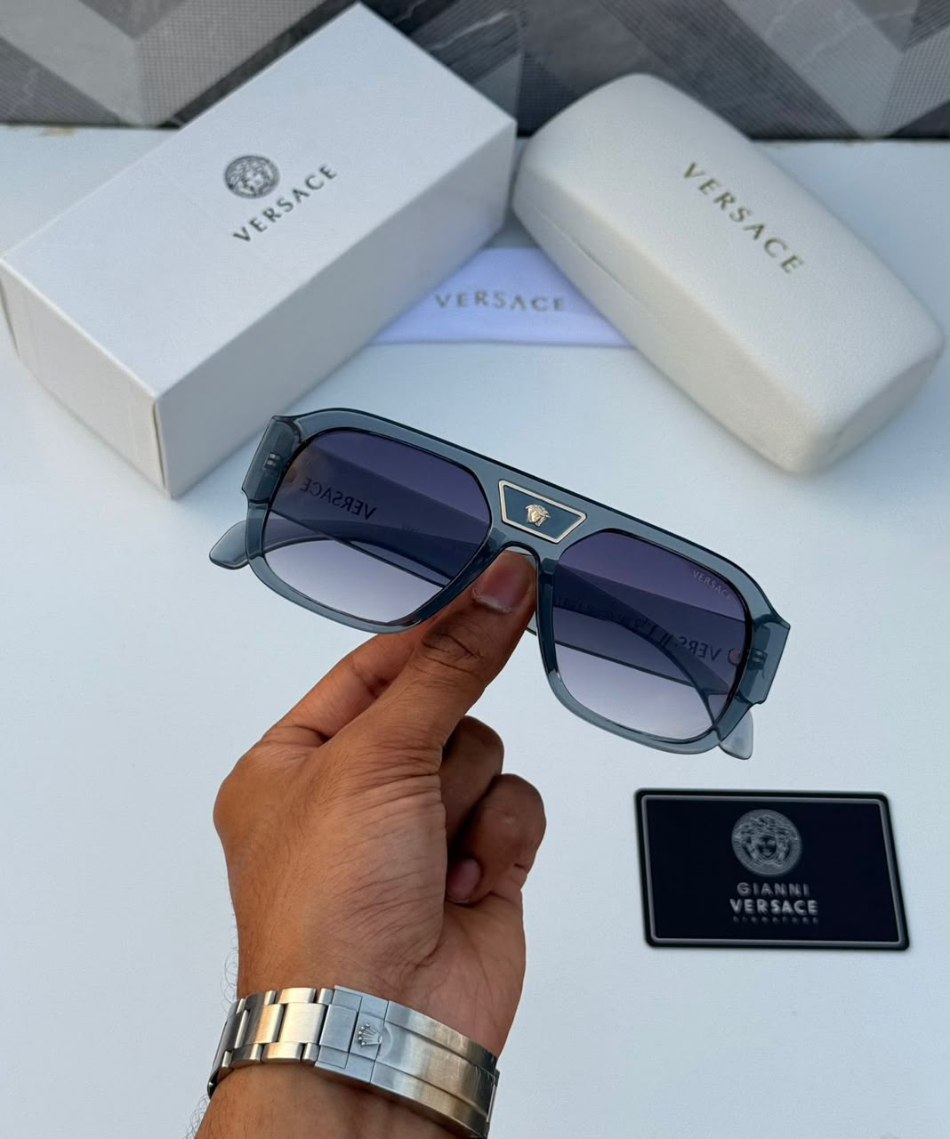 Vers 4545 Grey Square Sunglasses