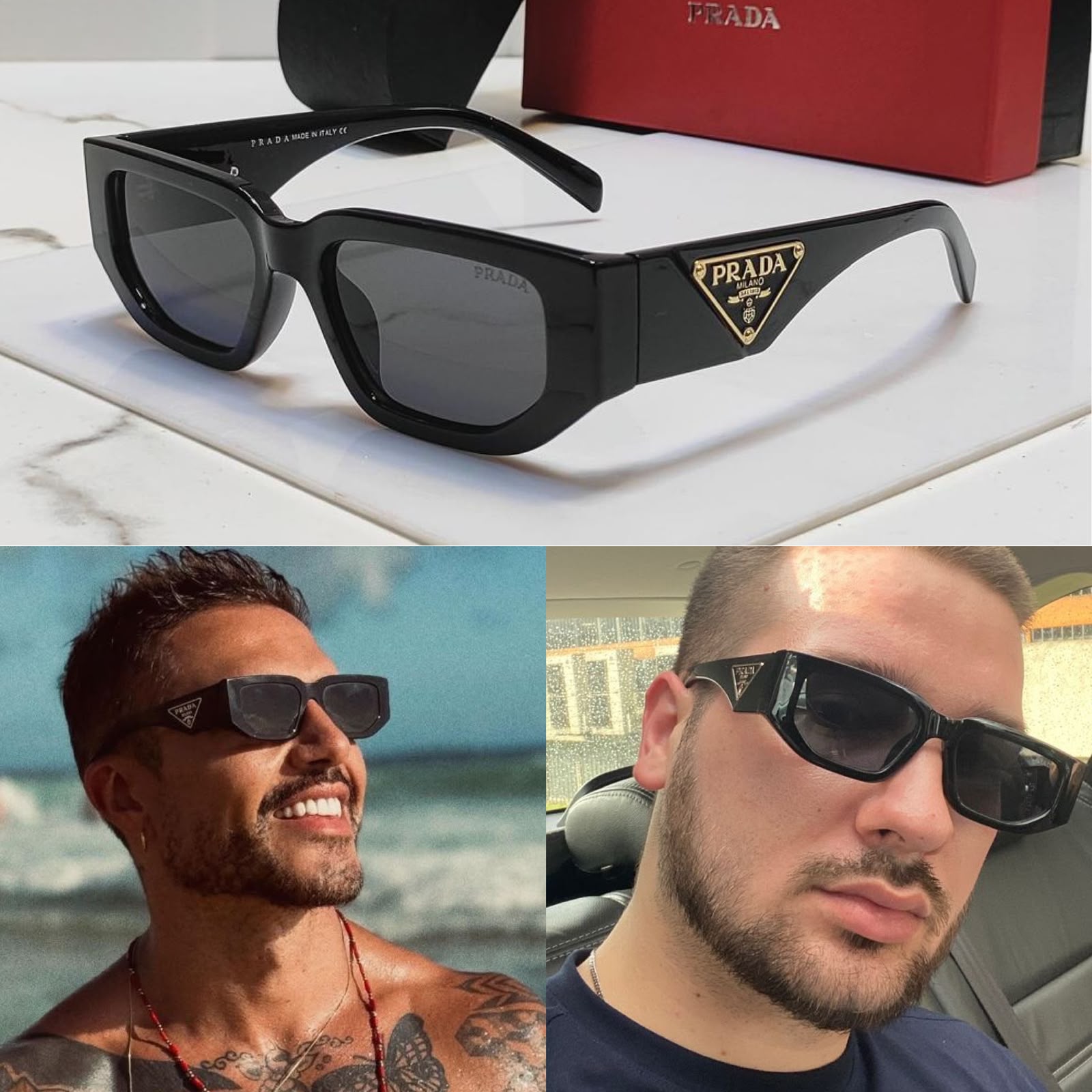 PD4511 -Inspired Black Rectangle Sunglasses