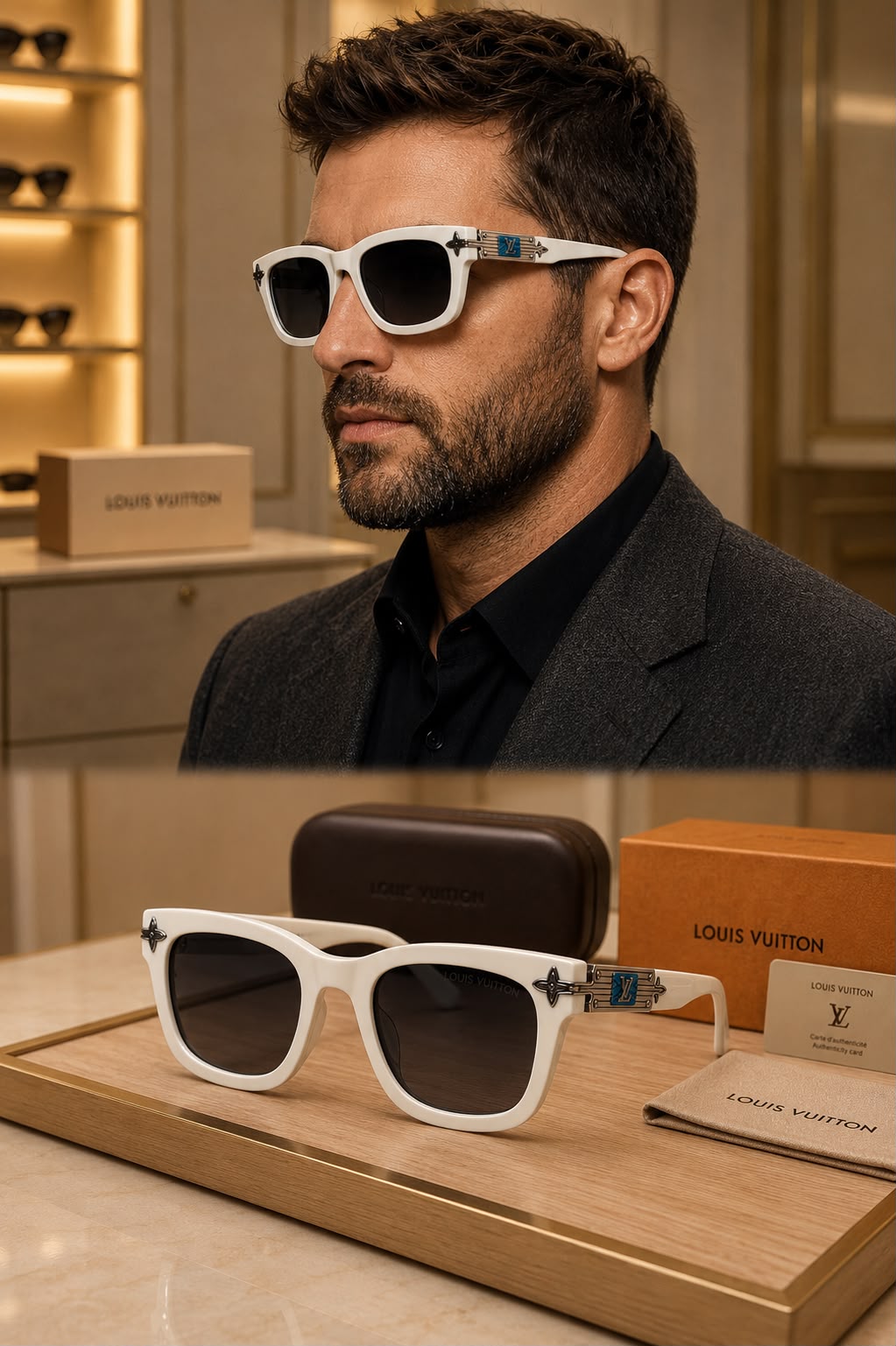 L-8898 White Frame with Black Lens