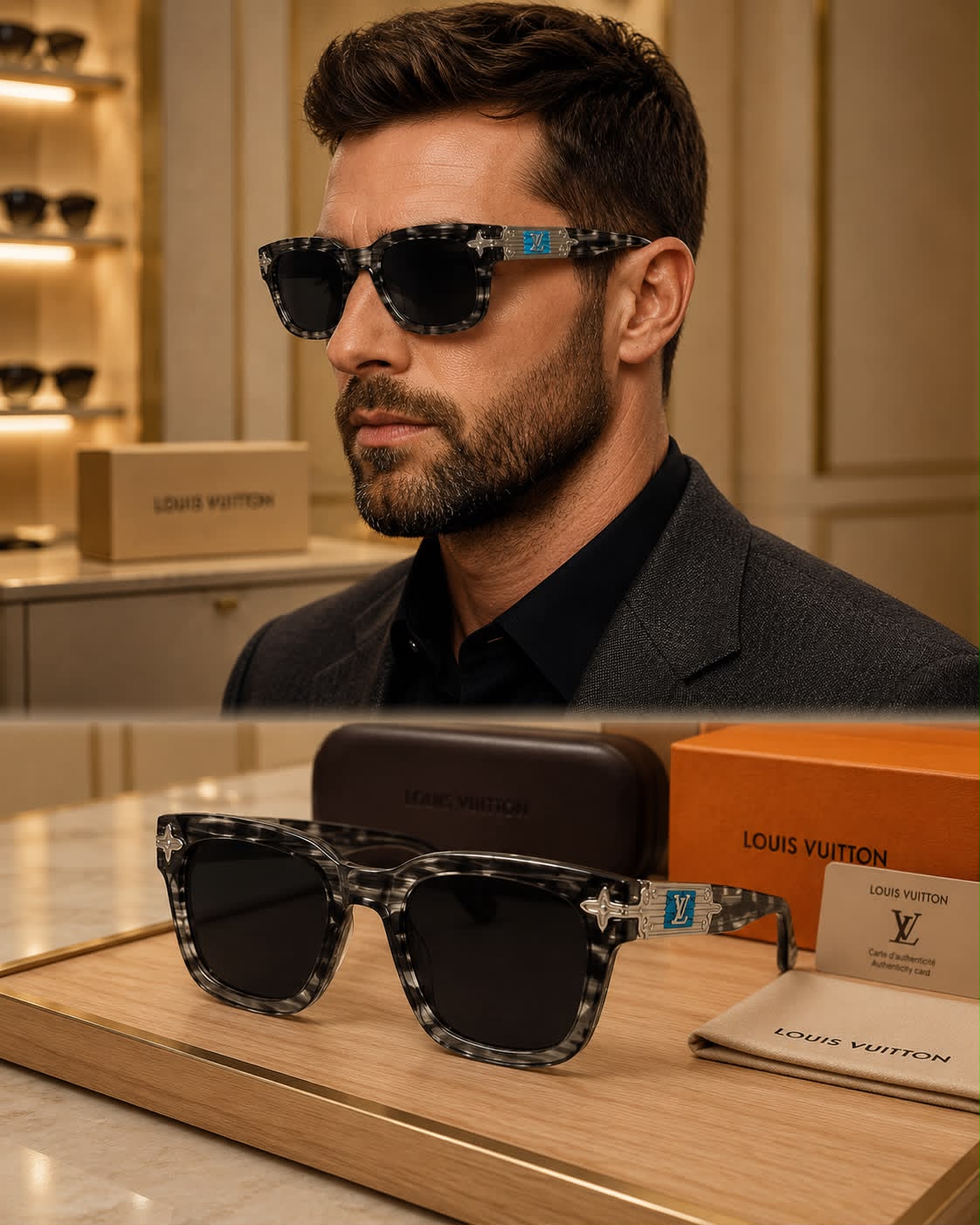L-8898 Transparent Grey Frame with Black Lens