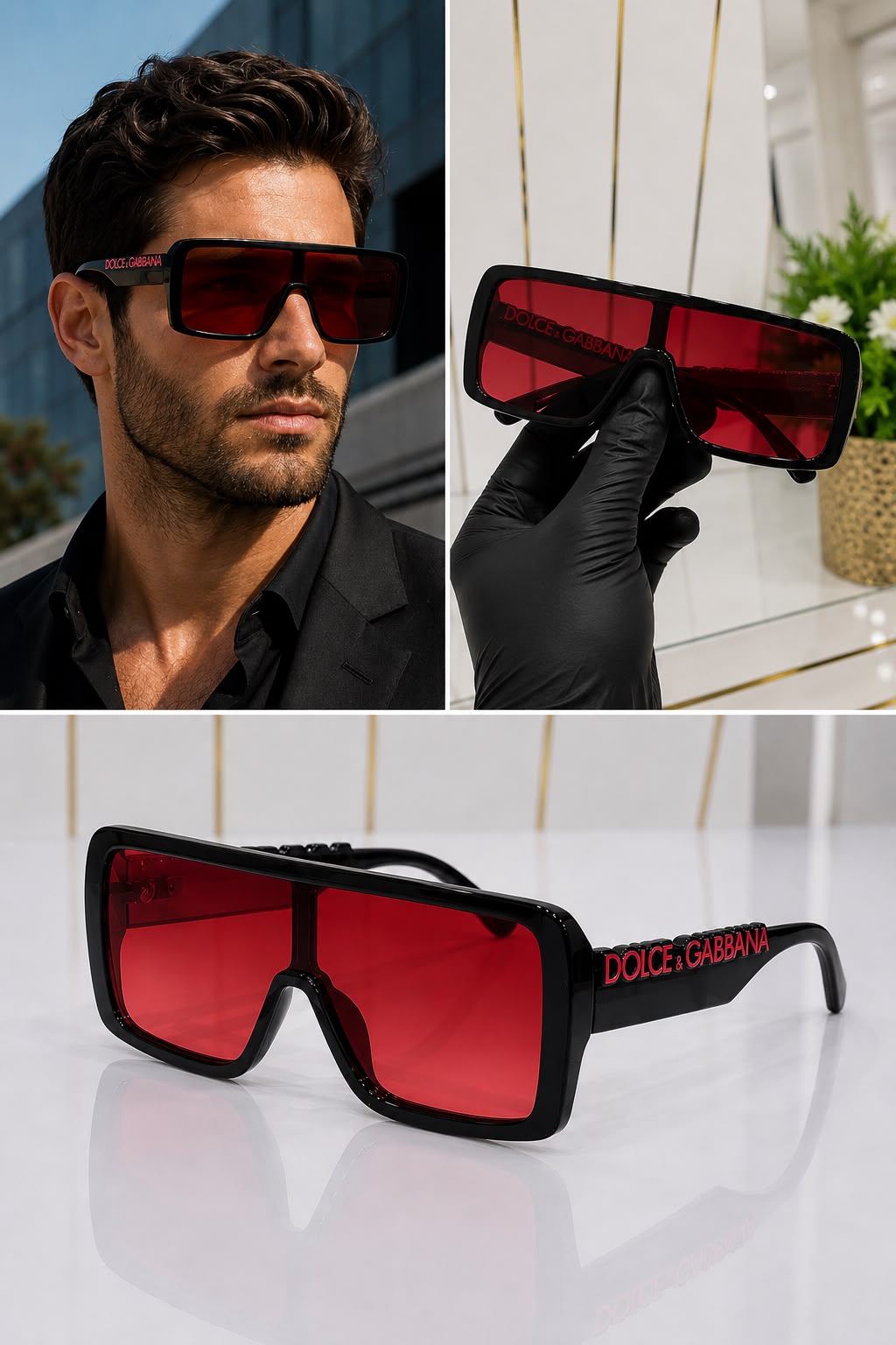 DG-6204 Luxury Red Oversized Sunglasses