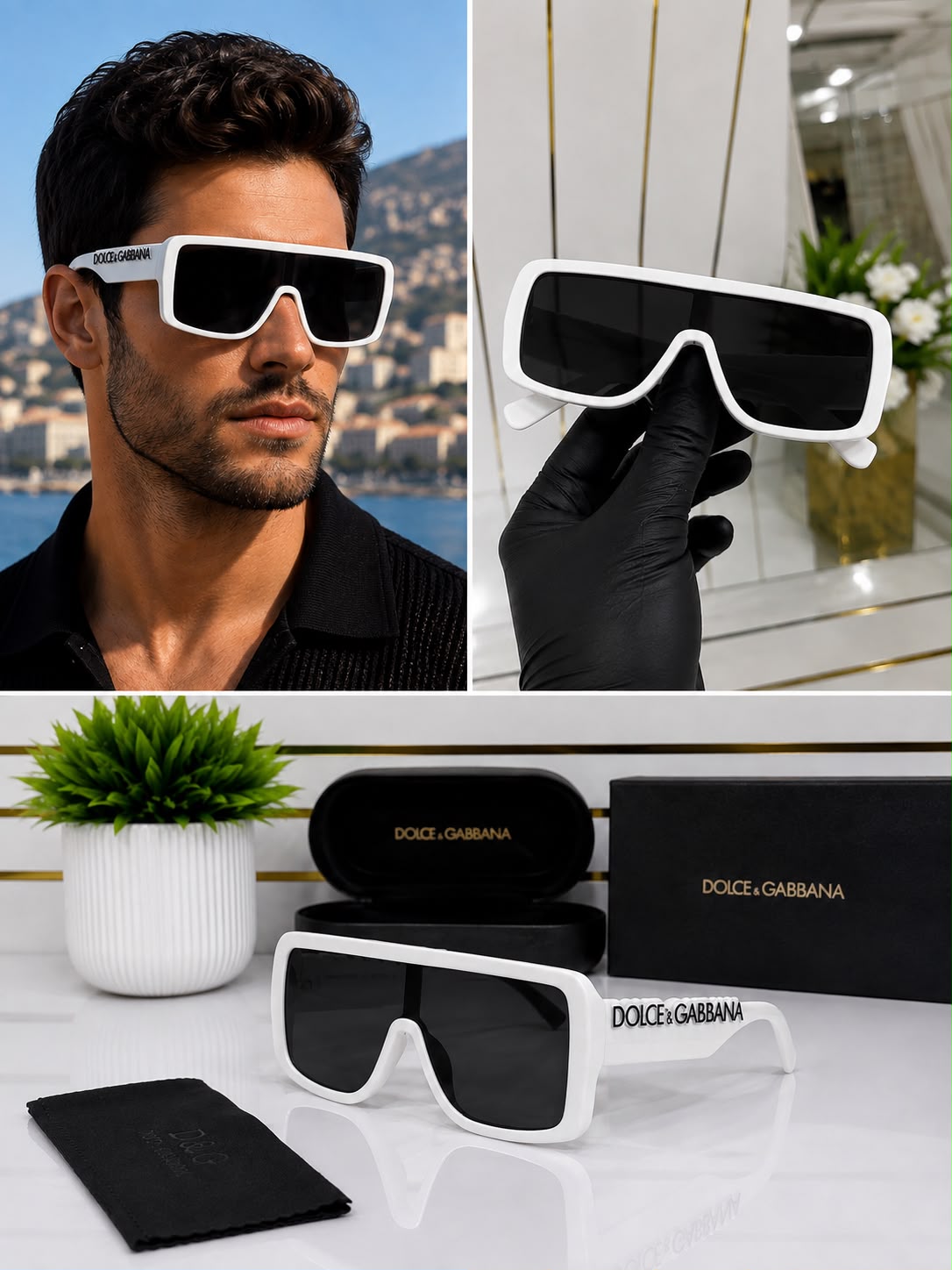 DG-6204 Luxury White Oversized Sunglasses